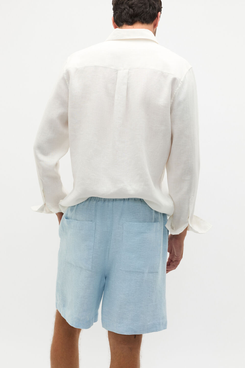 Linen Pullon Short  Sky Blue