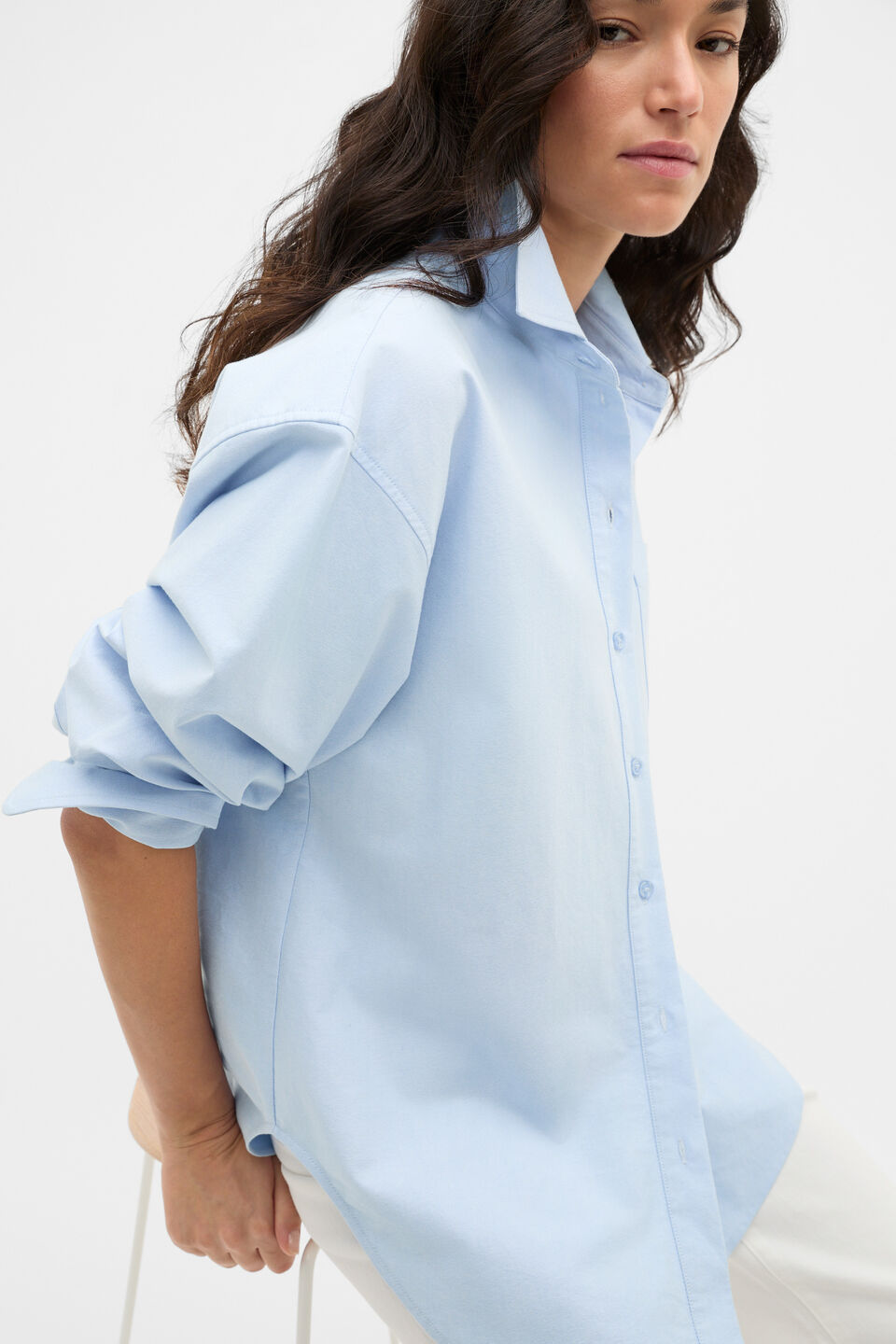 Cotton Relaxed Shirt  Arctic Blue