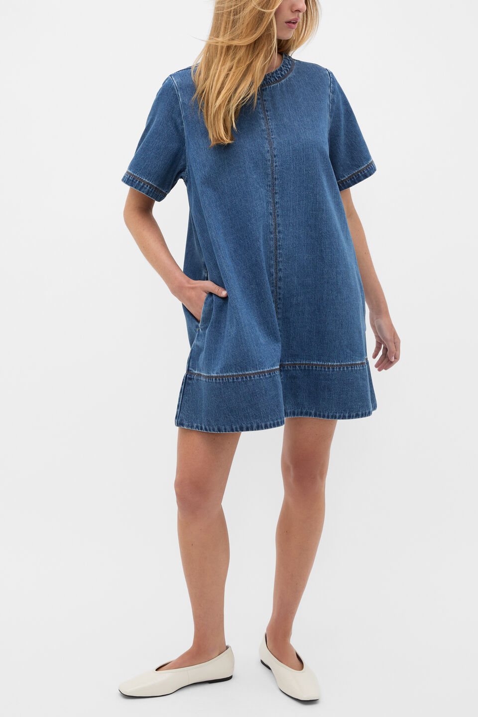 Denim Swing Mini Dress  Heritage Wash