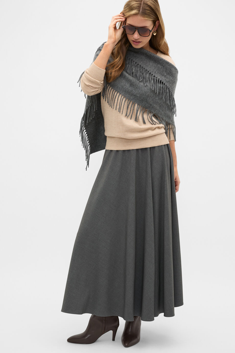 Crossdye Suit Skirt  Charcoal Crossdye