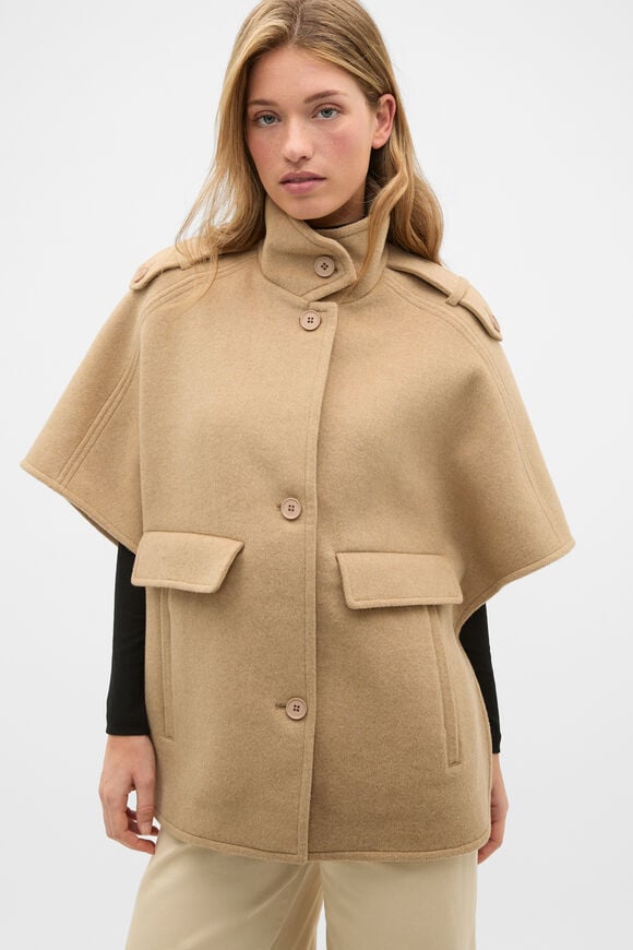 Wool Trench Cape  Sandstone  hi-res