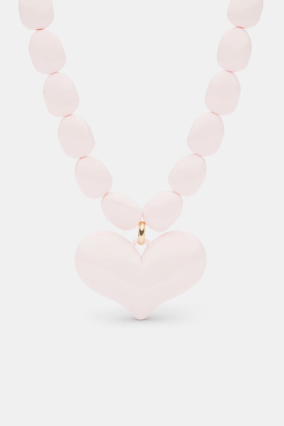 Beaded Heart Necklace  Pale Blossom  hi-res