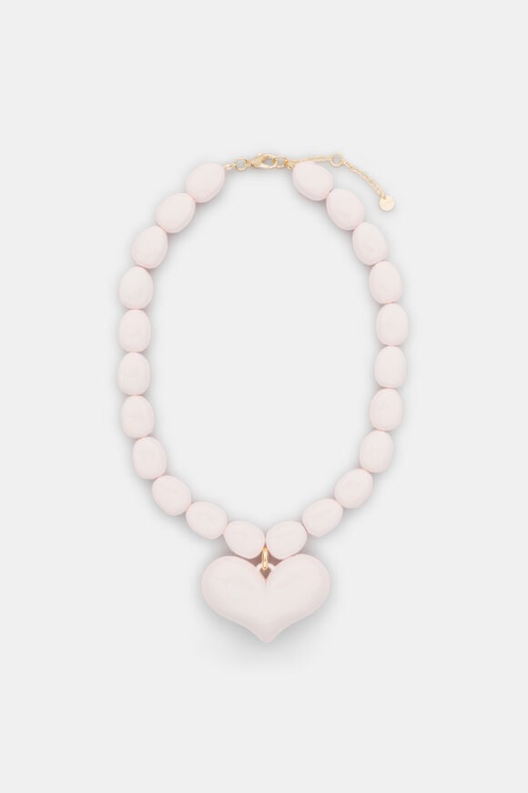 Beaded Heart Necklace  Pale Blossom  hi-res