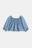 Floral Denim Top  Mid Blue  hi-res