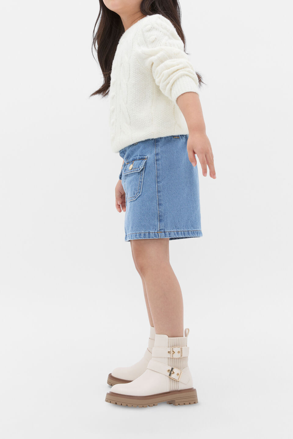 Rib Biker Boot  Classic Cream