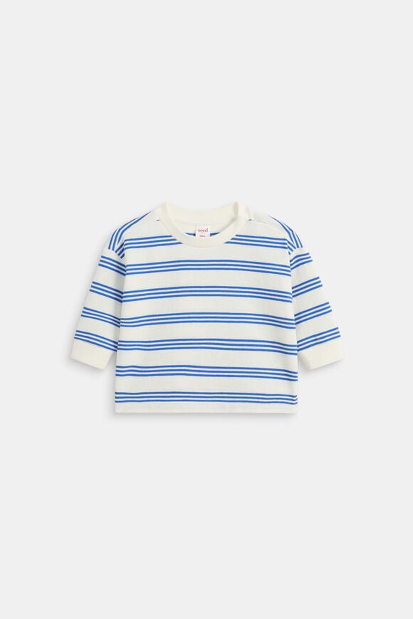 Textured Stripe Sweat  Electric Blue Stripe  hi-res