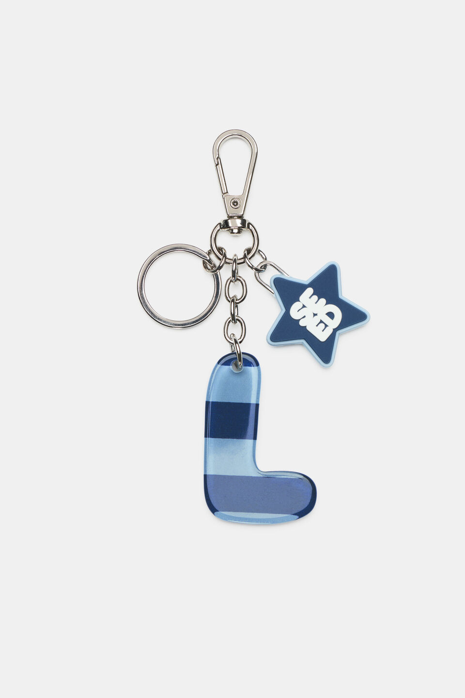 Blue Stripe Initial Keyring  L