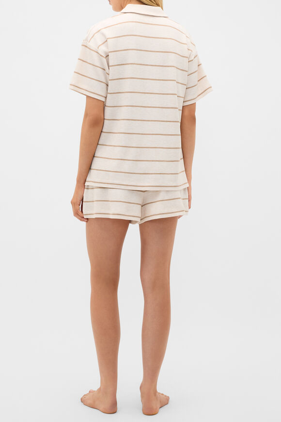 Waffle Stripe Shirt and Short PJ Set  Meringue Marle  hi-res