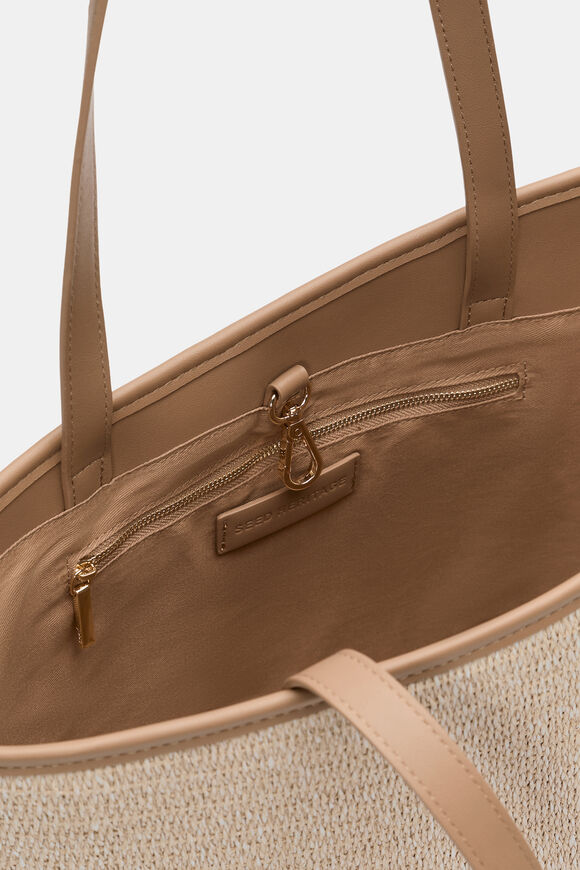 Textured Curved Tote  Ecru  hi-res
