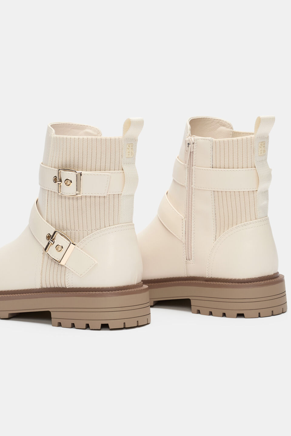 Rib Biker Boot  Classic Cream