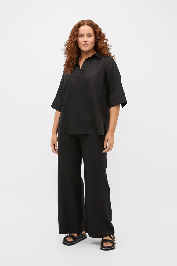 Core Linen Waisted Pant  Black  hi-res