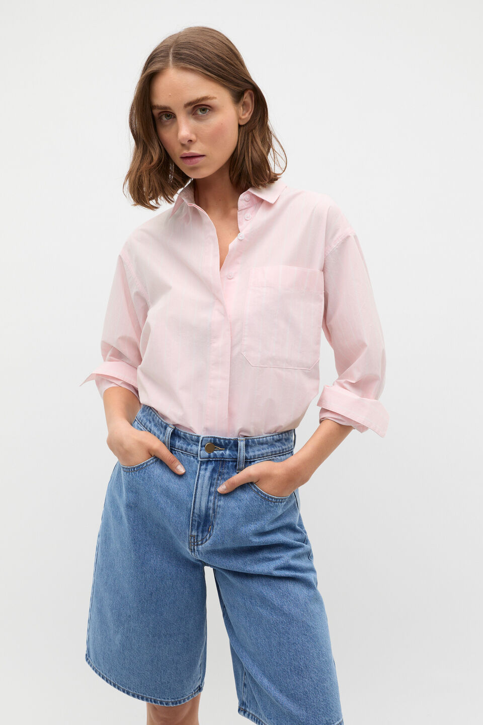 Poplin Oversized Shirt  Primrose Stripe