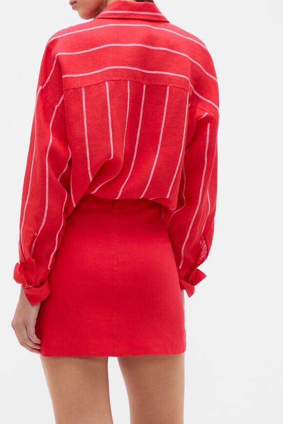 Core Linen Curve Hem Mini Skirt  Chilli Red  hi-res