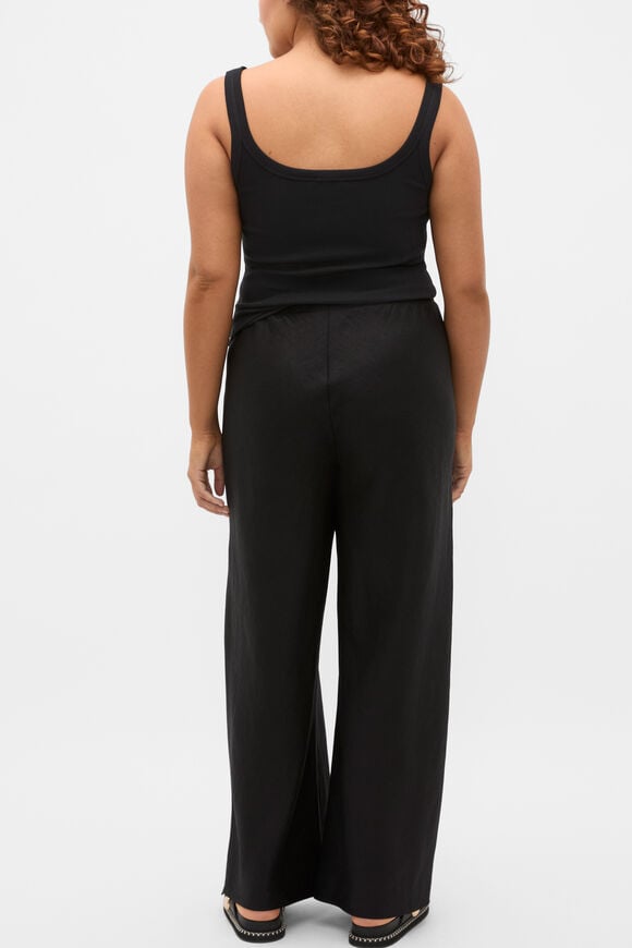 Core Linen Easy Wide Leg Pant  Black  hi-res