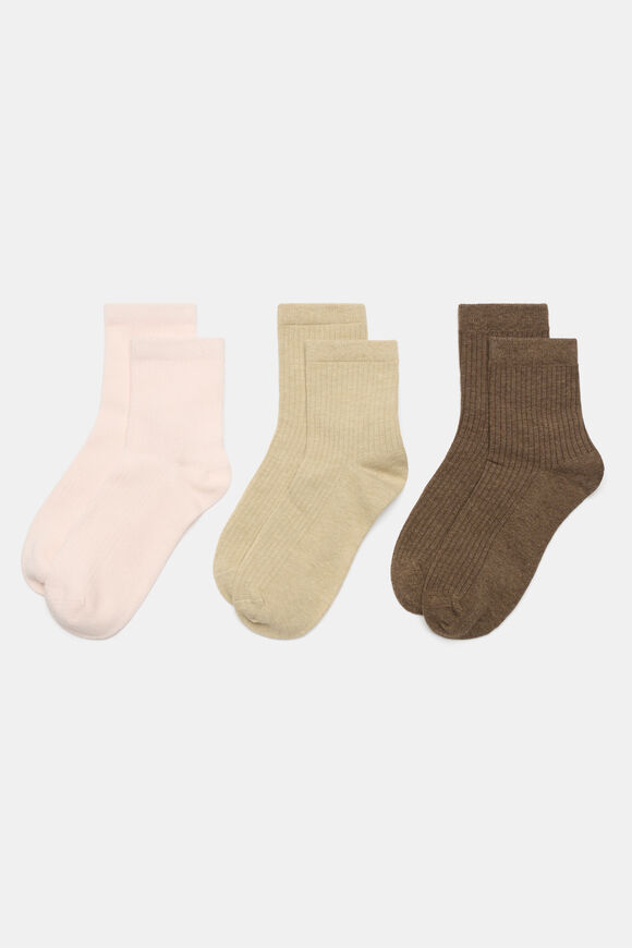 3 Pack Quarter Crew Socks  Cashew Multi  hi-res