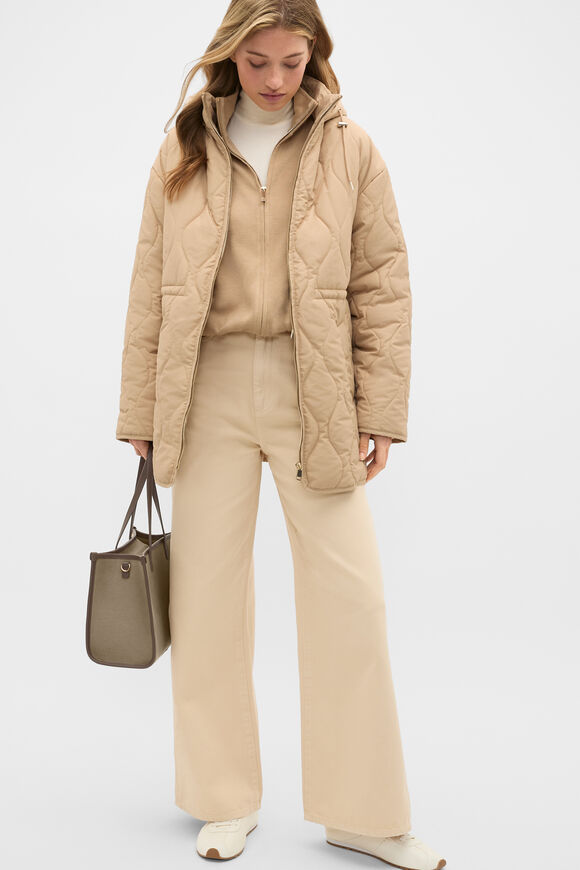 Quilted Drawcord Jacket  Sandstone  hi-res