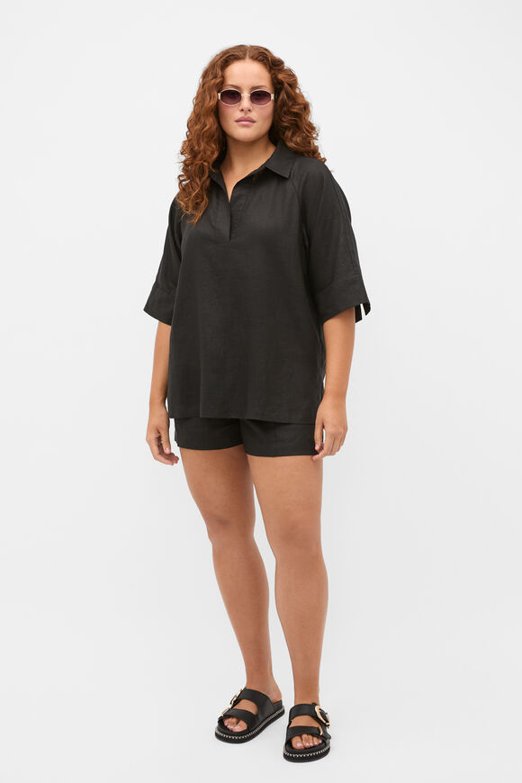 Core Linen High Rise Short  Black  hi-res