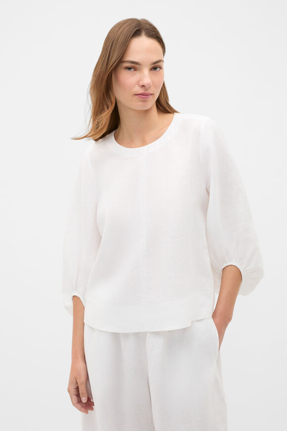 Core Linen Balloon Sleeve Top  Whisper White  hi-res