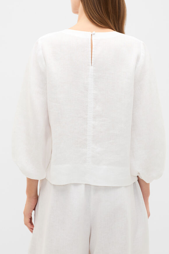 Core Linen Balloon Sleeve Top  Whisper White  hi-res