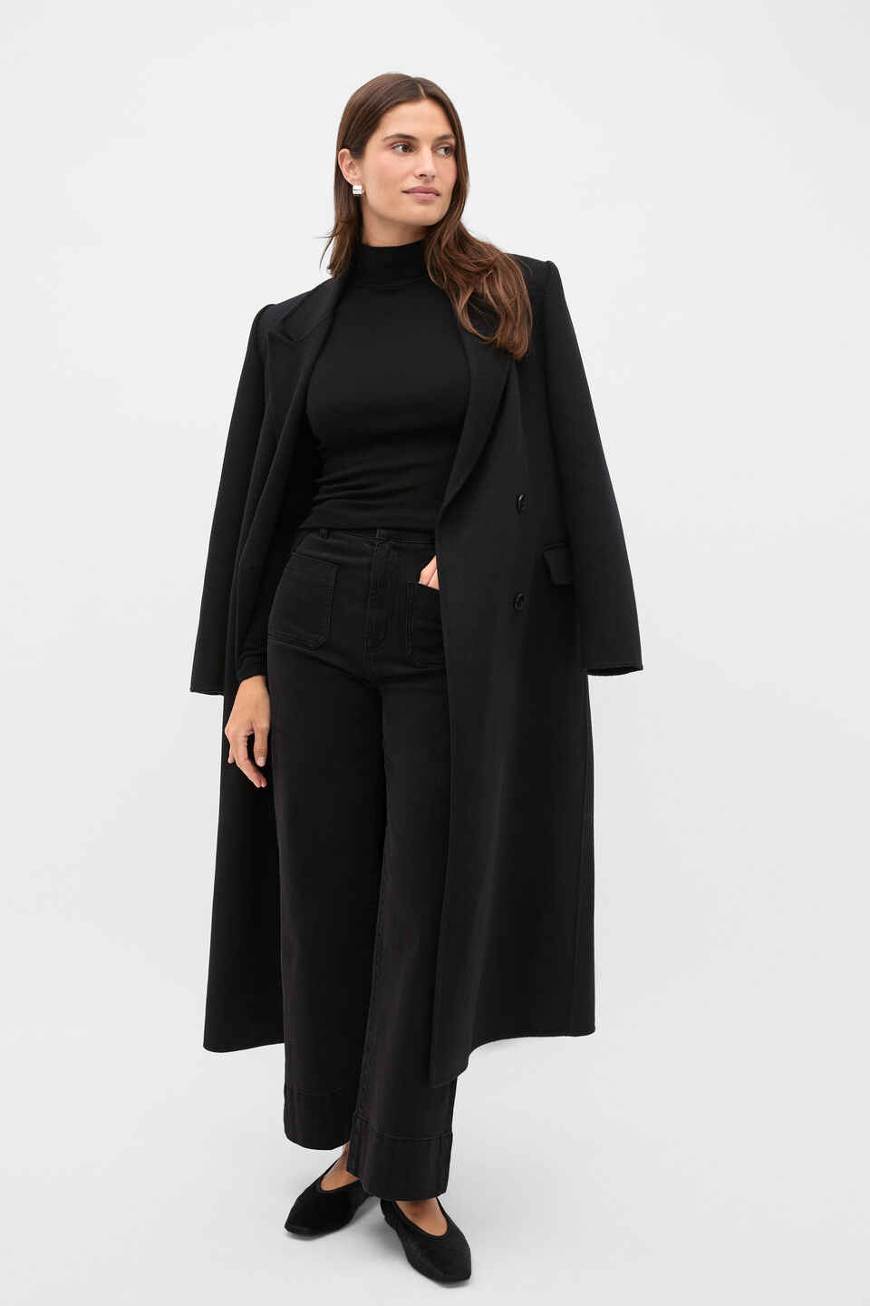 Australian Merino Mock Neck Top  Black