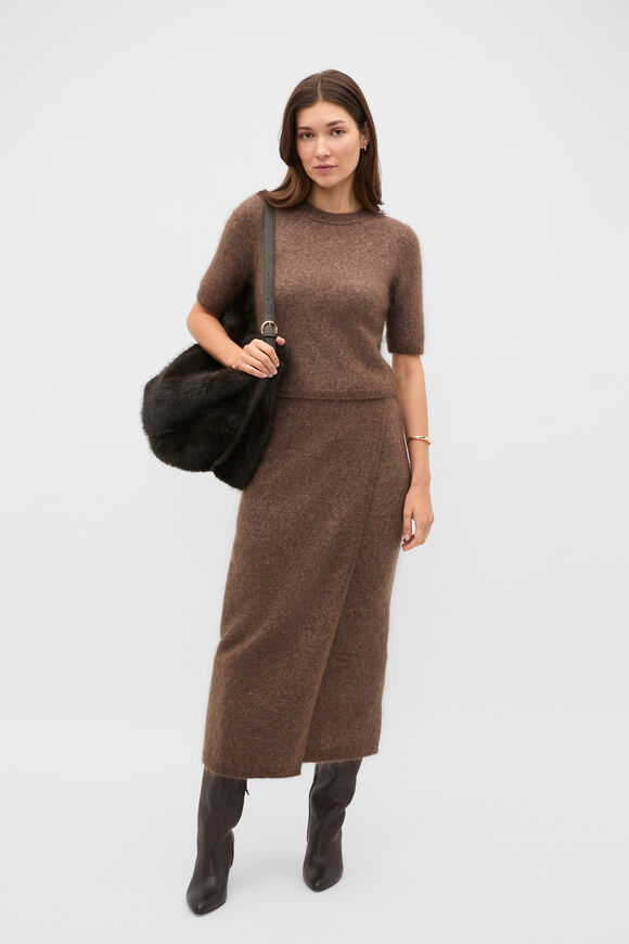 Fluffy Knit Slouch Tee  Chestnut  hi-res