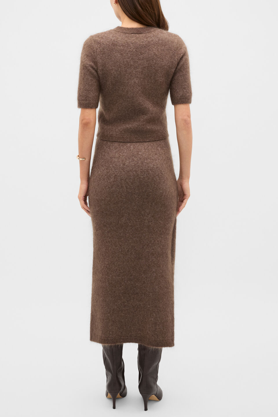 Fluffy Knit Slouch Tee  Chestnut