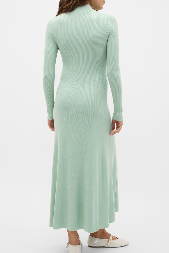 Button Down Mock Neck Knit Dress  Soft Moss  hi-res