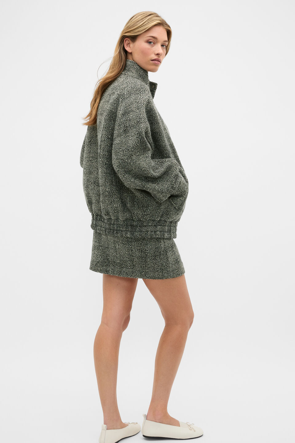 Oversized Textured Jacket  Pale Slate Crossdye