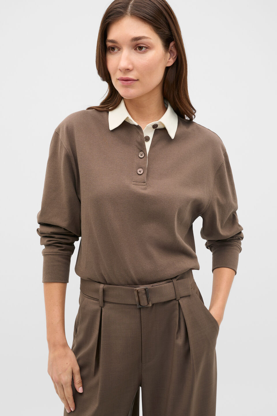 Easy Cotton Rugby Top  Chestnut