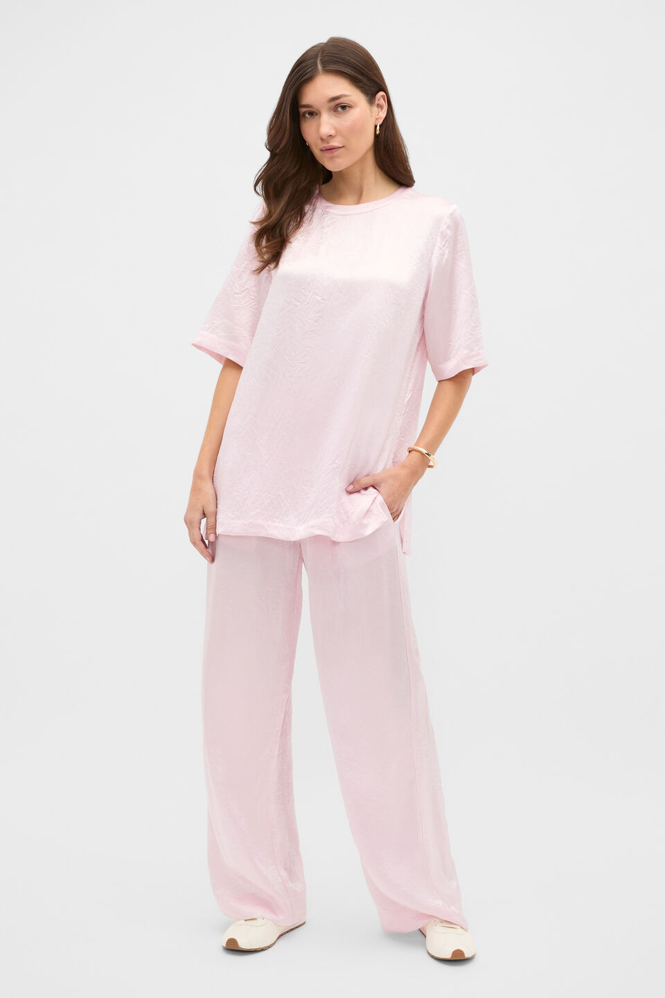 Crinkled Satin Elasticated Pant  Primrose