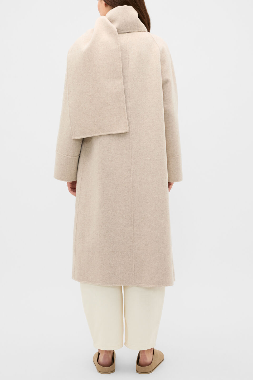 Wool Blend Scarf Coat  Cashew Cream Marle