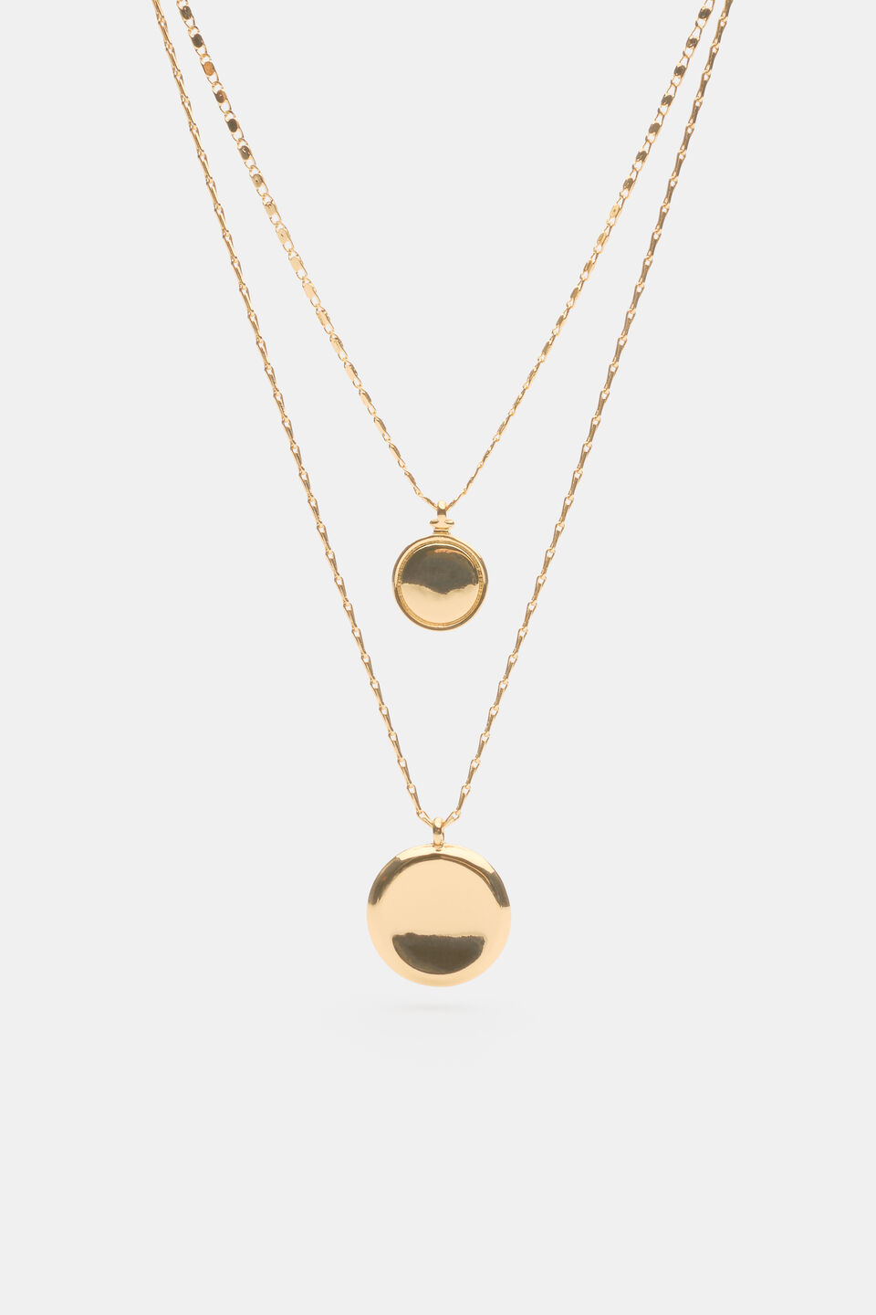 Sculptural Pendant Layered Necklace  Gold