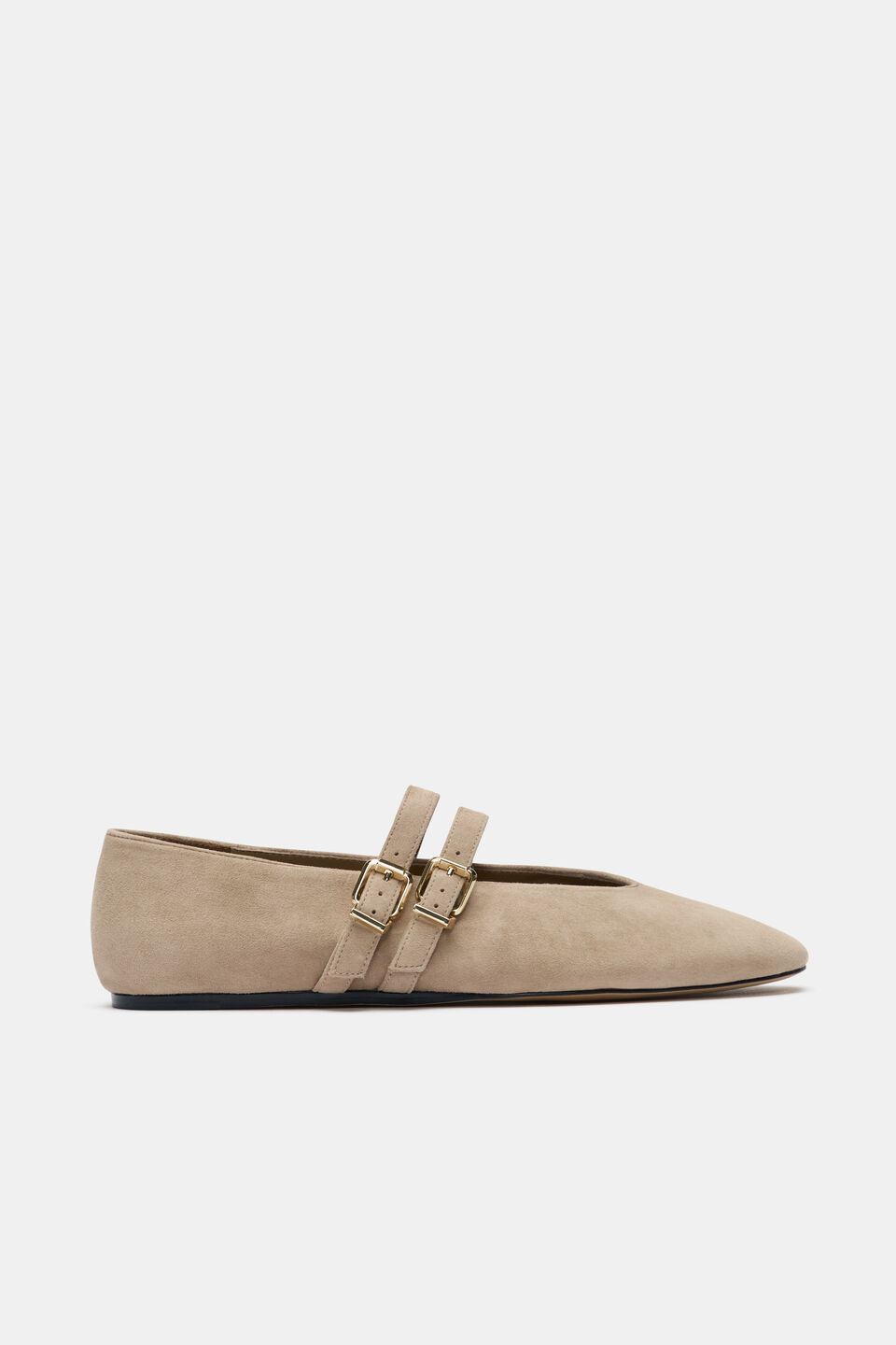Astor Double Strap Ballet Flat  Cashew Suede