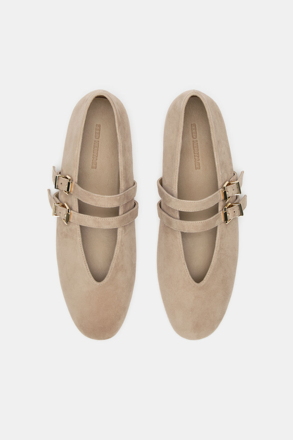 Astor Double Strap Ballet Flat  Cashew Suede