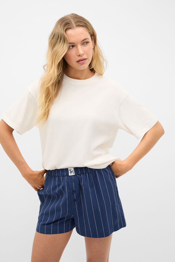 T-Shirt and Stripe Short PJ Set  Royal Blue  hi-res
