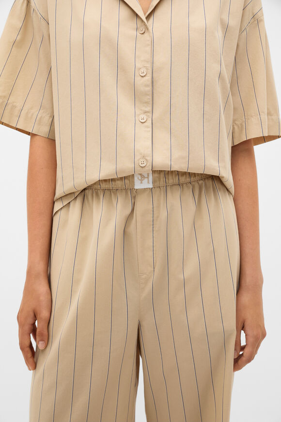 Stripe Shirt and Pant PJ Set  Cashew Cream  hi-res