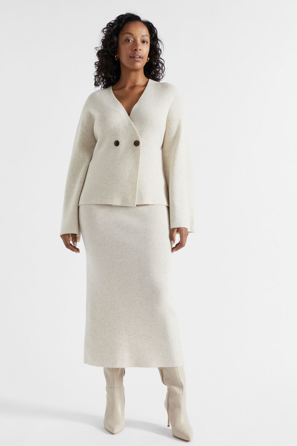 Structured Knit Skirt  Oat Marle