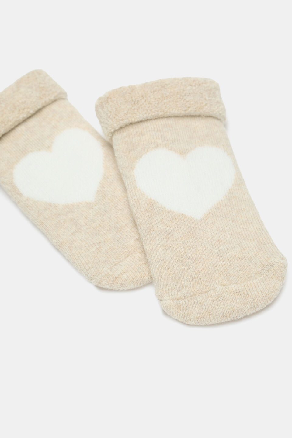 Newborn Terry Heart Sock  Oat Marle