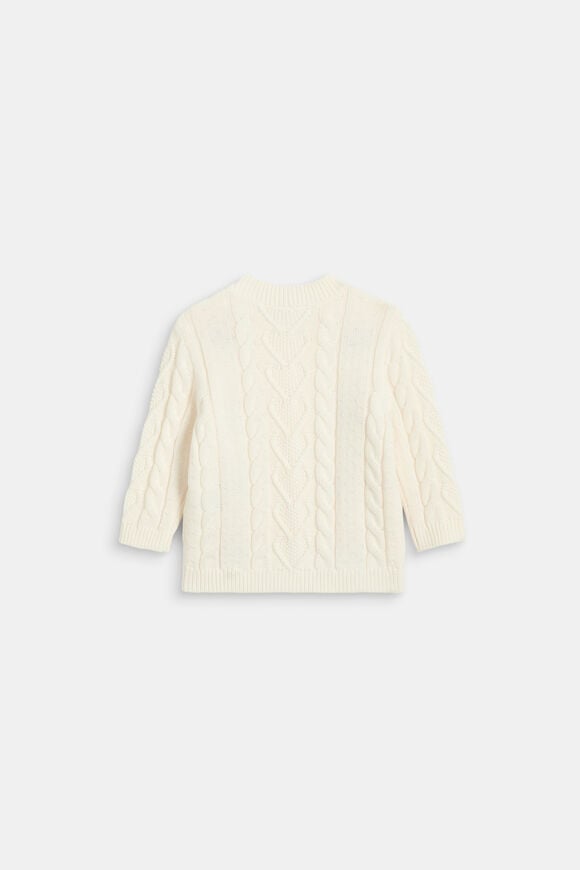 Floral Cable Knit Sweater  Classic Cream  hi-res