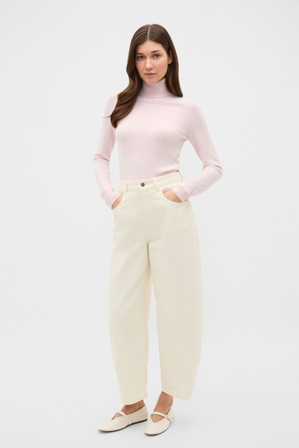 Merino Roll Neck Raglan Knit  Primrose
