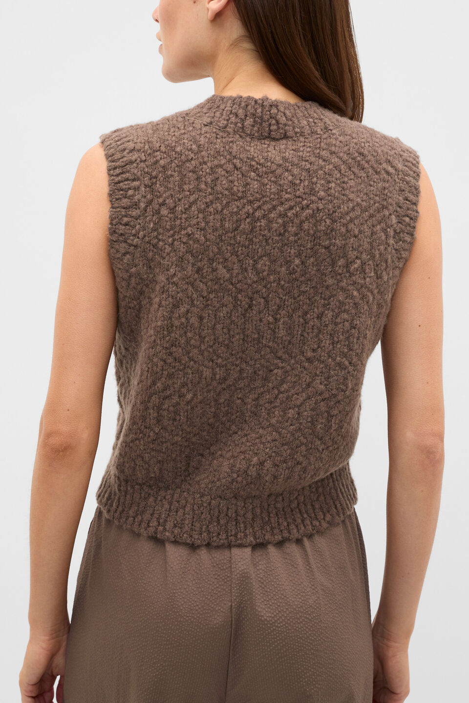 Textured Knit Vest  Chestnut