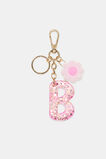 Pink Stripe Initial Keyring  B  hi-res