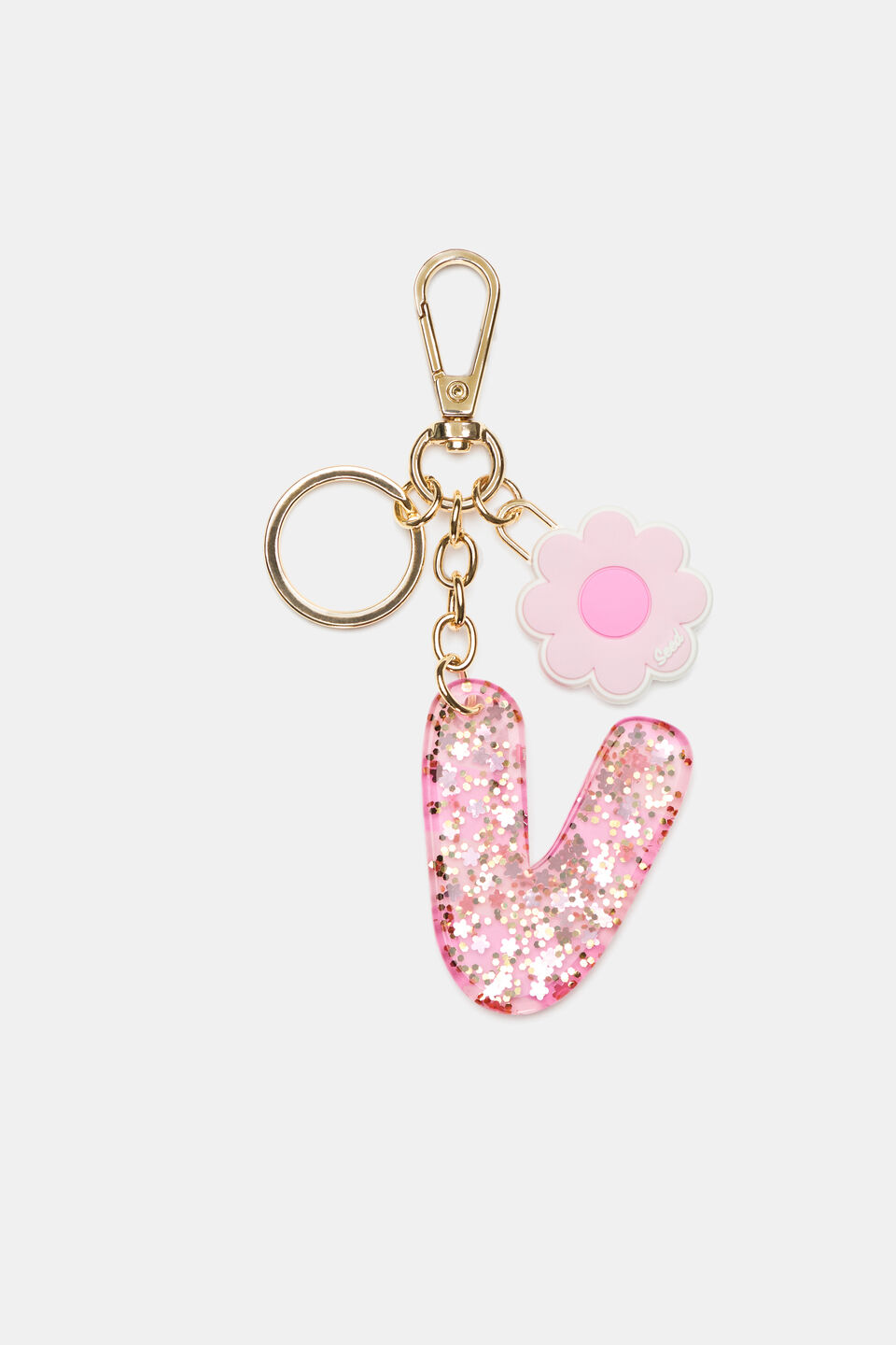 Pink Stripe Initial Keyring  V