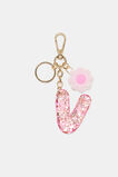 Pink Stripe Initial Keyring  V  hi-res