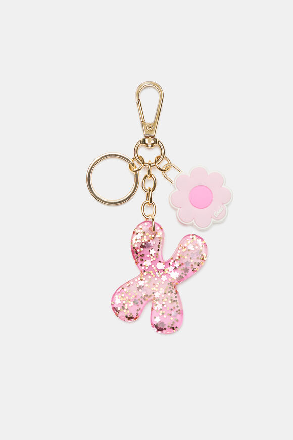 Pink Stripe Initial Keyring  X  hi-res