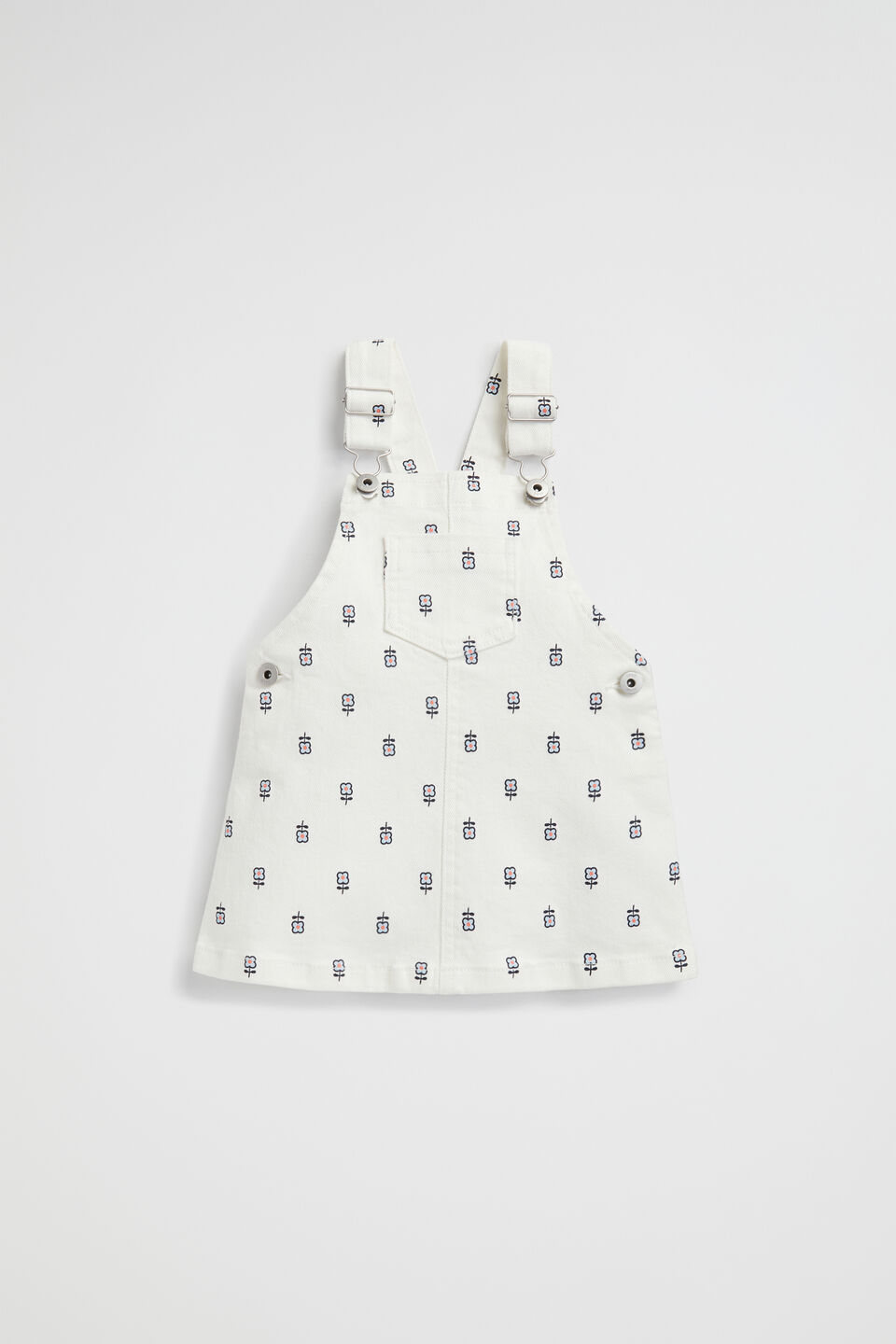 Floral Denim Pinafore  Canvas Wash
