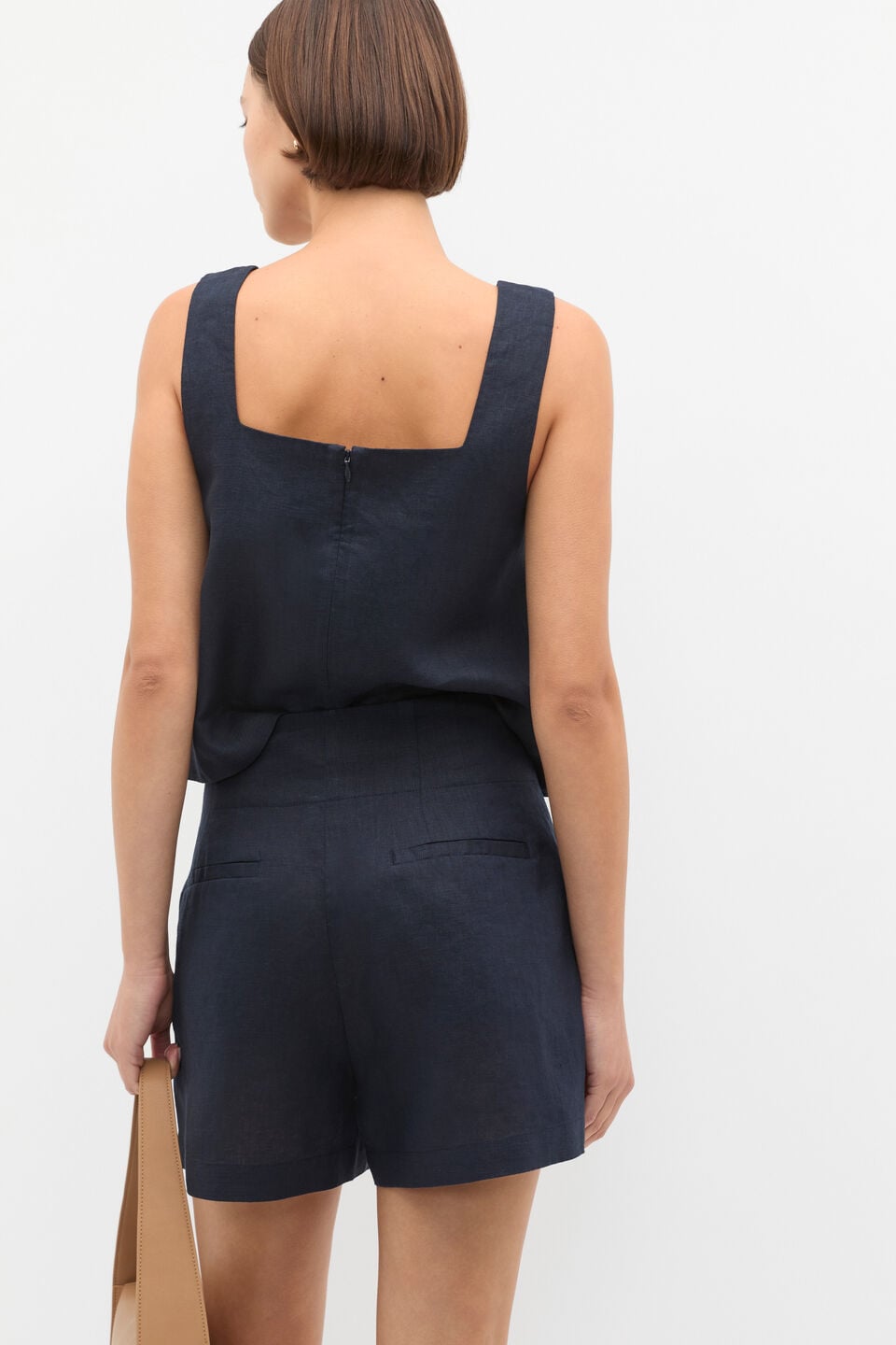 Core Linen Waisted Short  Twilight Blue