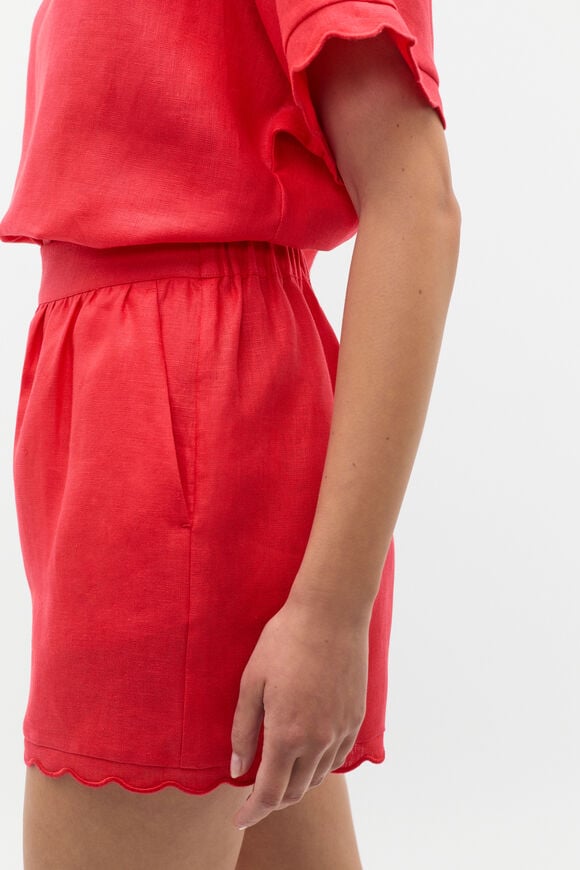 Linen Wave Scallop Short  Electric Crimson  hi-res