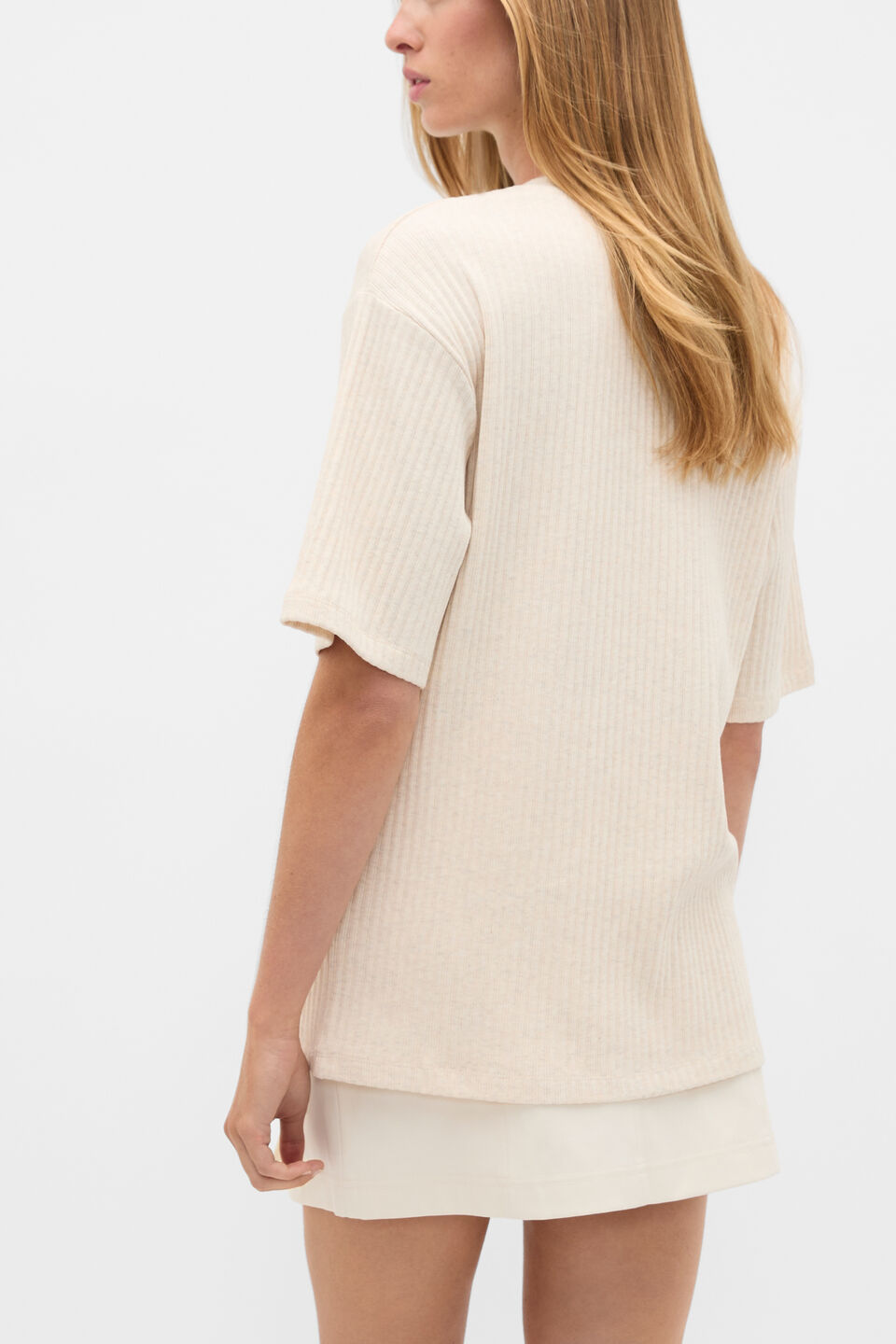 Cotton Rib Longline Tee  Mist Marle