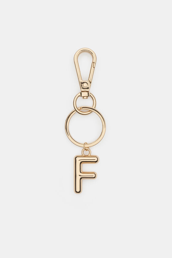 Gold Initial Keyring  F  hi-res